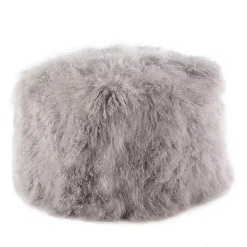 Saro Lifestyle Pouf Ottomano Quadrato in Vera Pelliccia di Agnello 100% Lana Mongola