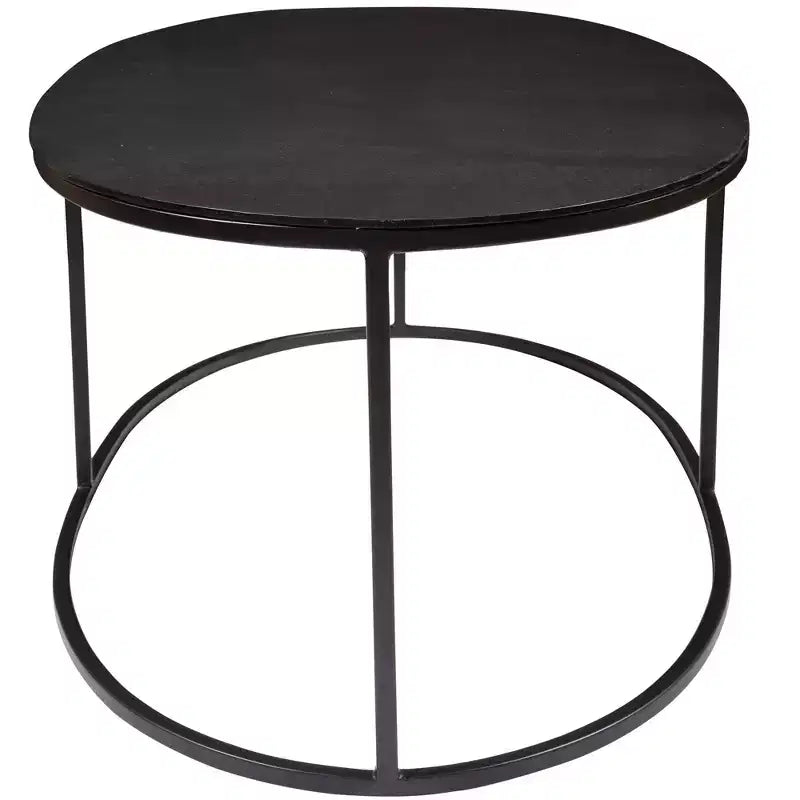 Tavolino da caffè ovale Uttermost Modern Industrial Aged Black Iron Aluminum, 48 x 24, con ripiano placcato anticato per soggiorno e camera da letto