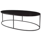 Tavolino da caffè ovale Uttermost Modern Industrial Aged Black Iron Aluminum, 48 x 24, con ripiano placcato anticato per soggiorno e camera da letto