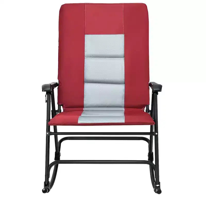 Costway Set di 2 Sedie a Dondolo Pieghevoli Imbottite da Giardino Patio Campeggio Rosso/Blu