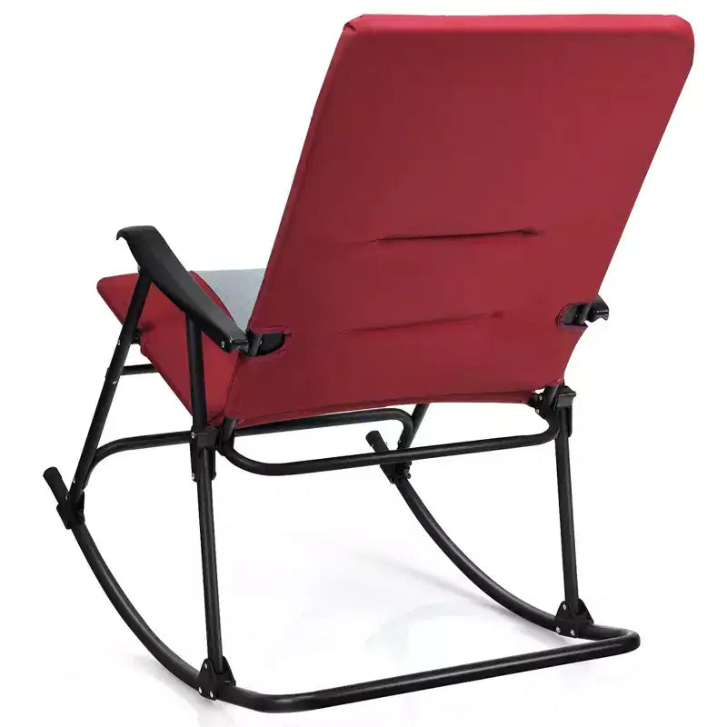 Costway Set di 2 Sedie a Dondolo Pieghevoli Imbottite da Giardino Patio Campeggio Rosso/Blu