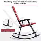 Costway Set di 2 Sedie a Dondolo Pieghevoli Imbottite da Giardino Patio Campeggio Rosso/Blu