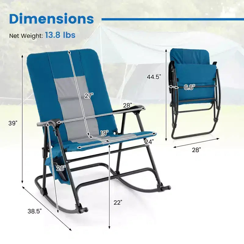 Costway Set di 2 Sedie a Dondolo Pieghevoli Imbottite da Giardino Patio Campeggio Rosso/Blu