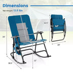 Costway Set di 2 Sedie a Dondolo Pieghevoli Imbottite da Giardino Patio Campeggio Rosso/Blu