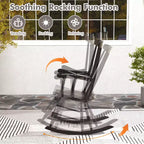 Costway Set of 2 Wood Rocking Chair Glossy Finish White\ Coffe