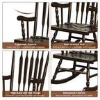 Costway Set of 2 Wood Rocking Chair Glossy Finish White\ Coffe