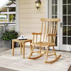 Costway Set of 2 Wood Rocking Chair Glossy Finish White\ Coffe