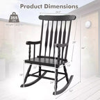 Costway Set of 2 Wood Rocking Chair Glossy Finish White\ Coffe