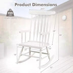Costway Set of 2 Wood Rocking Chair Glossy Finish White\ Coffe