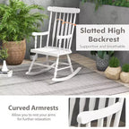Costway Set of 2 Wood Rocking Chair Glossy Finish White\ Coffe