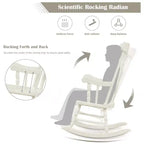 Costway Set of 2 Wood Rocking Chair Glossy Finish White\ Coffe