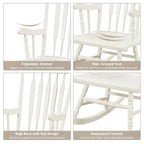 Costway Set of 2 Wood Rocking Chair Glossy Finish White\ Coffe