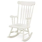 Costway Set of 2 Wood Rocking Chair Glossy Finish White\ Coffe