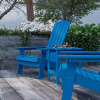 Merrick Lane Set Of Two Folding Adirondack Patio Chairs With Matching Outdoor Side Table