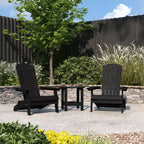 Merrick Lane Set Of Two Folding Adirondack Patio Chairs With Matching Outdoor Side Table