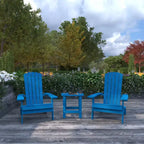 Merrick Lane Set Of Two Folding Adirondack Patio Chairs With Matching Outdoor Side Table