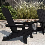 Merrick Lane Set Of Two Folding Adirondack Patio Chairs With Matching Outdoor Side Table