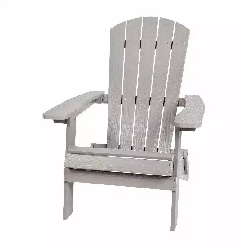 Merrick Lane Set Of Two Folding Adirondack Patio Chairs With Matching Outdoor Side Table