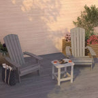 Merrick Lane Set Of Two Folding Adirondack Patio Chairs With Matching Outdoor Side Table