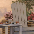 Merrick Lane Set Of Two Folding Adirondack Patio Chairs With Matching Outdoor Side Table