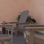 Merrick Lane Set Of Two Folding Adirondack Patio Chairs With Matching Outdoor Side Table