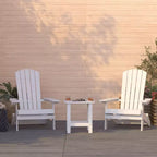 Merrick Lane Set Of Two Folding Adirondack Patio Chairs With Matching Outdoor Side Table