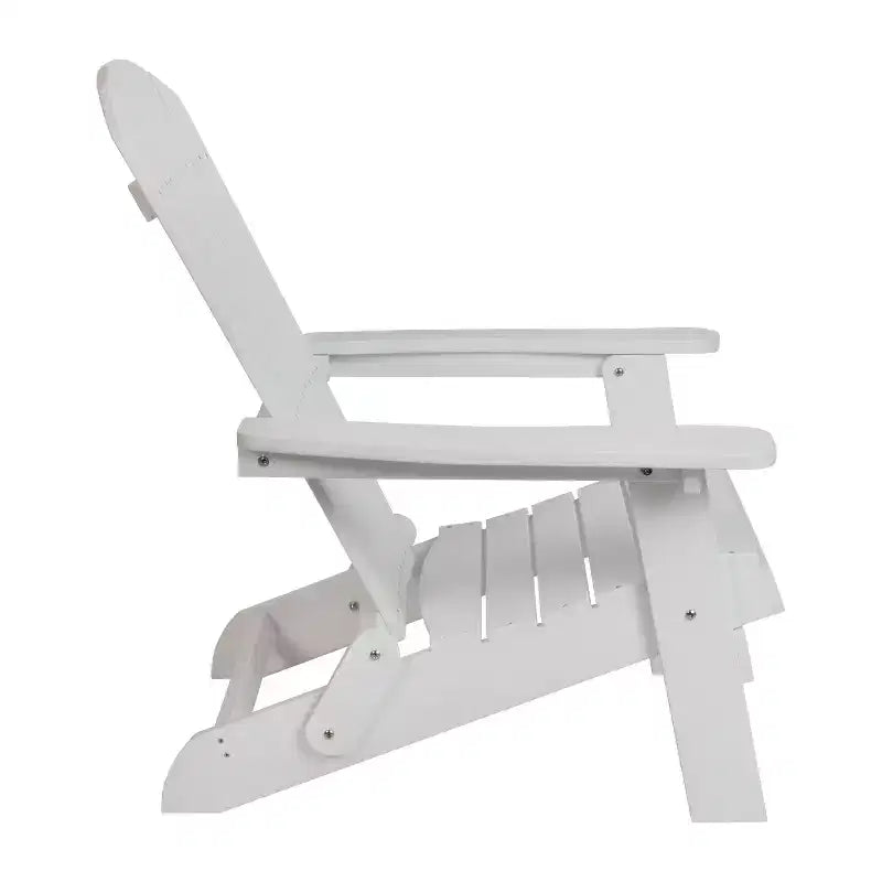 Merrick Lane Set Of Two Folding Adirondack Patio Chairs With Matching Outdoor Side Table