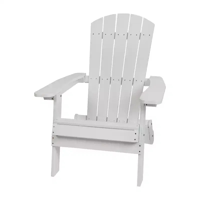 Merrick Lane Set Of Two Folding Adirondack Patio Chairs With Matching Outdoor Side Table