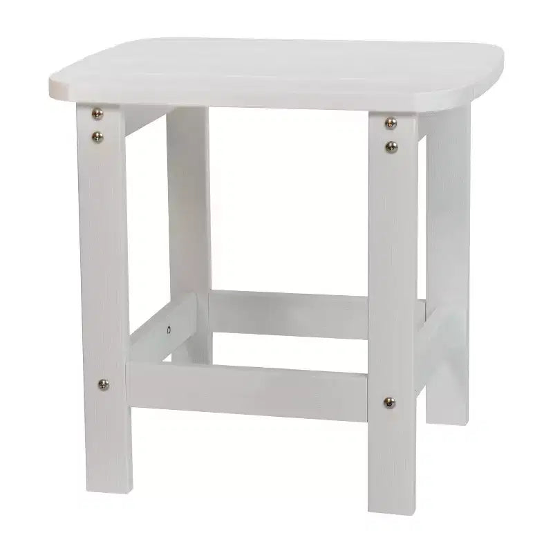 Merrick Lane Set Of Two Folding Adirondack Patio Chairs With Matching Outdoor Side Table