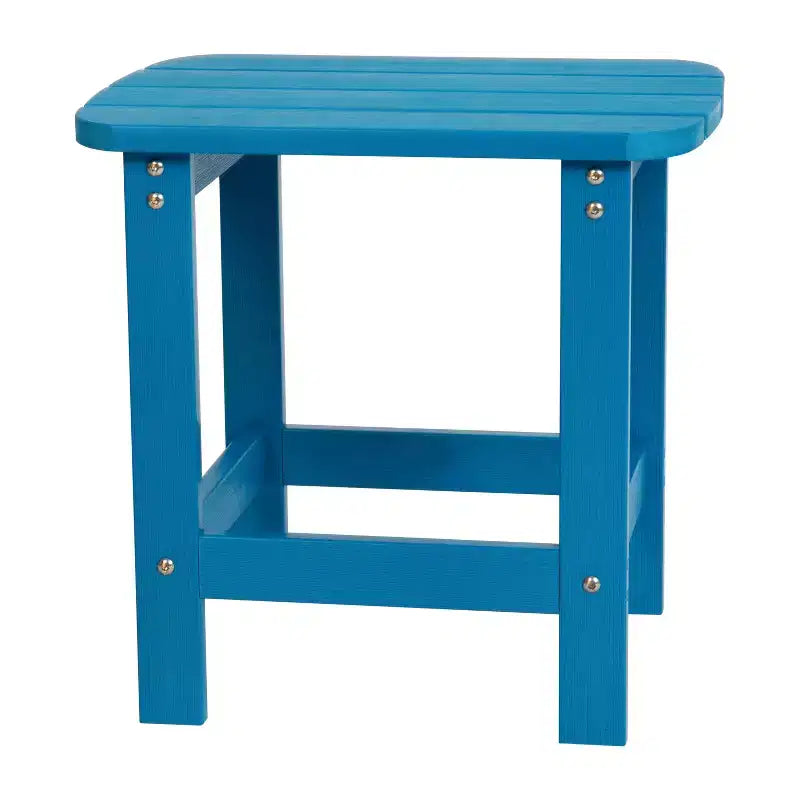 Merrick Lane Set Of Two Folding Adirondack Patio Chairs With Matching Outdoor Side Table