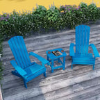 Merrick Lane Set Of Two Folding Adirondack Patio Chairs With Matching Outdoor Side Table