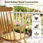 Costway Sedia a dondolo in legno massello, per veranda, interni ed esterni, finitura lucida, bianco/caffè