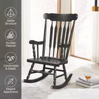 Costway Sedia a dondolo in legno massello, per veranda, interni ed esterni, finitura lucida, bianco/caffè