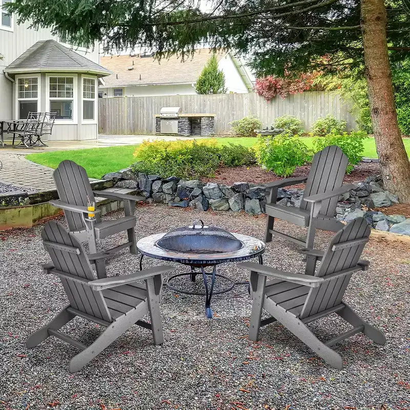 Costway 2PCS Patio Adirondack Chair Weather Resistant Garden Deck W/Cup Holder White\Black\Grey\Turquoise\Navy\Red