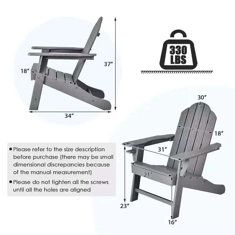 Costway 2PCS Patio Adirondack Chair Weather Resistant Garden Deck W/Cup Holder White\Black\Grey\Turquoise\Navy\Red