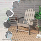 Costway 2PCS Patio Adirondack Chair Weather Resistant Garden Deck W/Cup Holder White\Black\Grey\Turquoise\Navy\Red