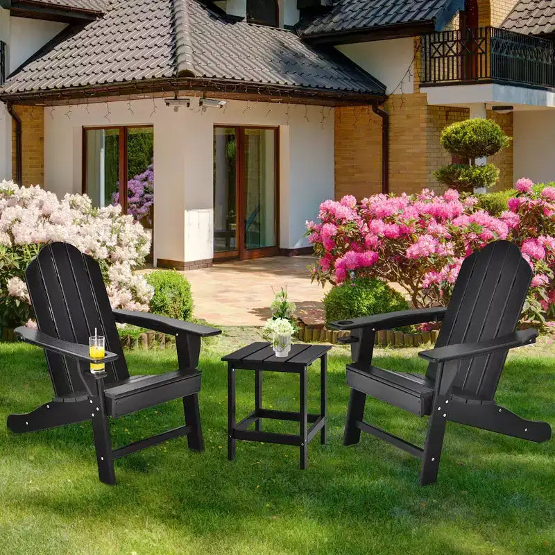 Costway 2PCS Patio Adirondack Chair Weather Resistant Garden Deck W/Cup Holder White\Black\Grey\Turquoise\Navy\Red