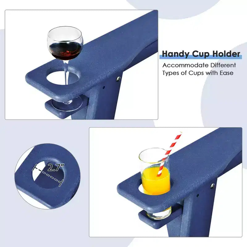 Costway 2PCS Patio Adirondack Chair Weather Resistant Garden Deck W/Cup Holder White\Black\Grey\Turquoise\Navy\Red
