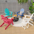 Costway 2PCS Patio Adirondack Chair Weather Resistant Garden Deck W/Cup Holder White\Black\Grey\Turquoise\Navy\Red