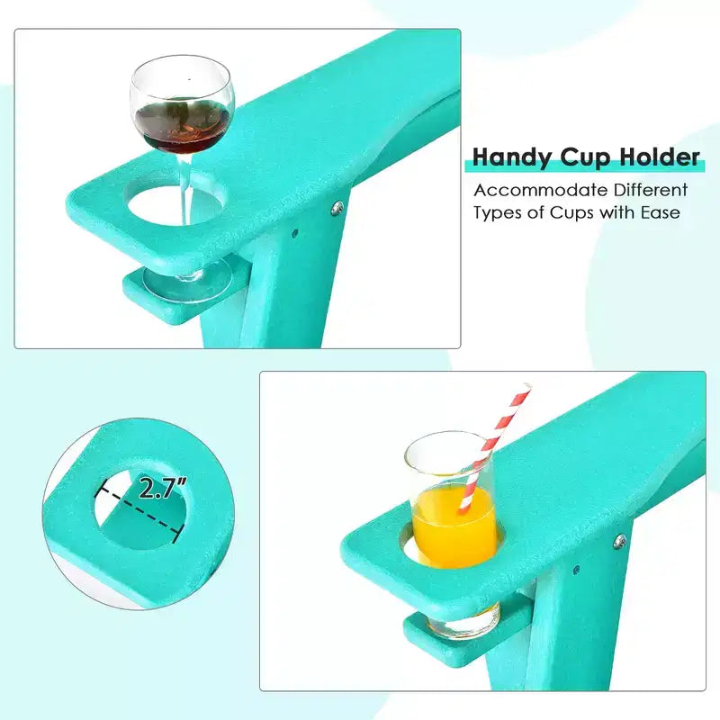 Costway 2PCS Patio Adirondack Chair Weather Resistant Garden Deck W/Cup Holder White\Black\Grey\Turquoise\Navy\Red
