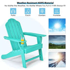 Costway 2PCS Patio Adirondack Chair Weather Resistant Garden Deck W/Cup Holder White\Black\Grey\Turquoise\Navy\Red