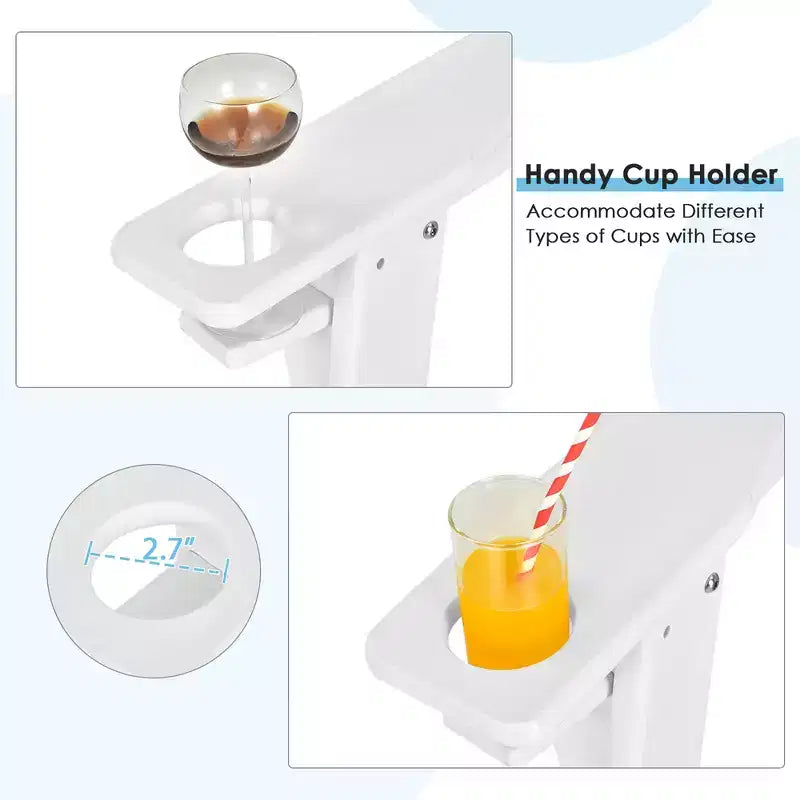Costway 2PCS Patio Adirondack Chair Weather Resistant Garden Deck W/Cup Holder White\Black\Grey\Turquoise\Navy\Red