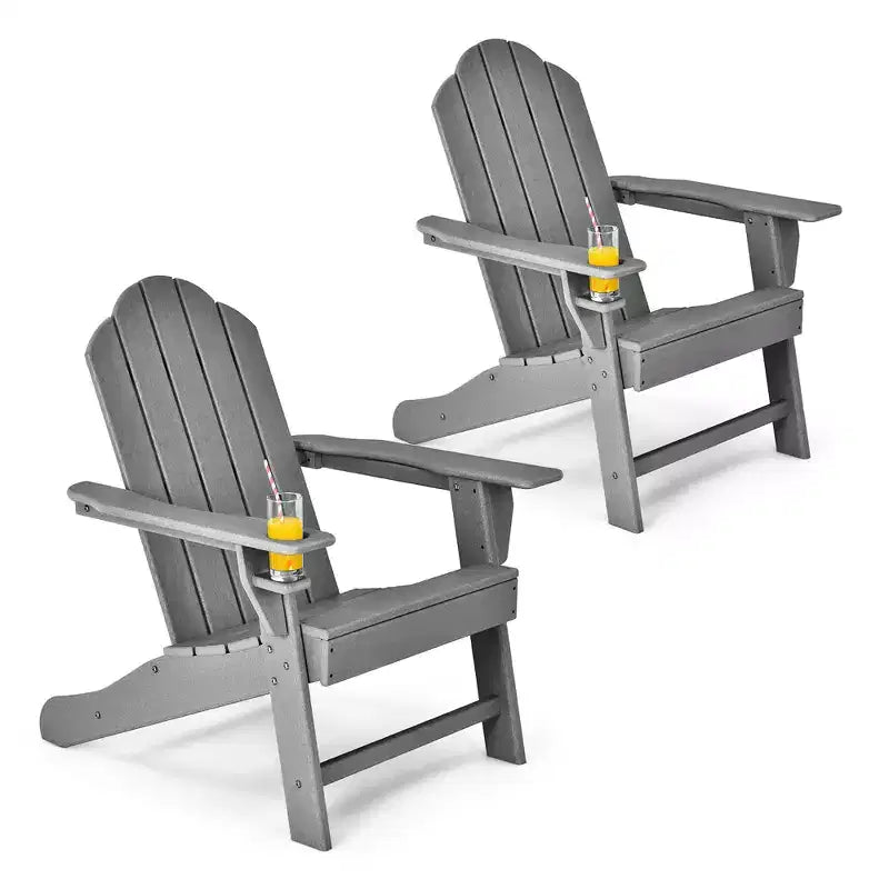 Costway 2 SEDIE da Giardino Adirondack resistenti alle intemperie con PORTABICCHIERE Bianchi\Neri\Grigi\Turchesi\Blu Marino\Rossi