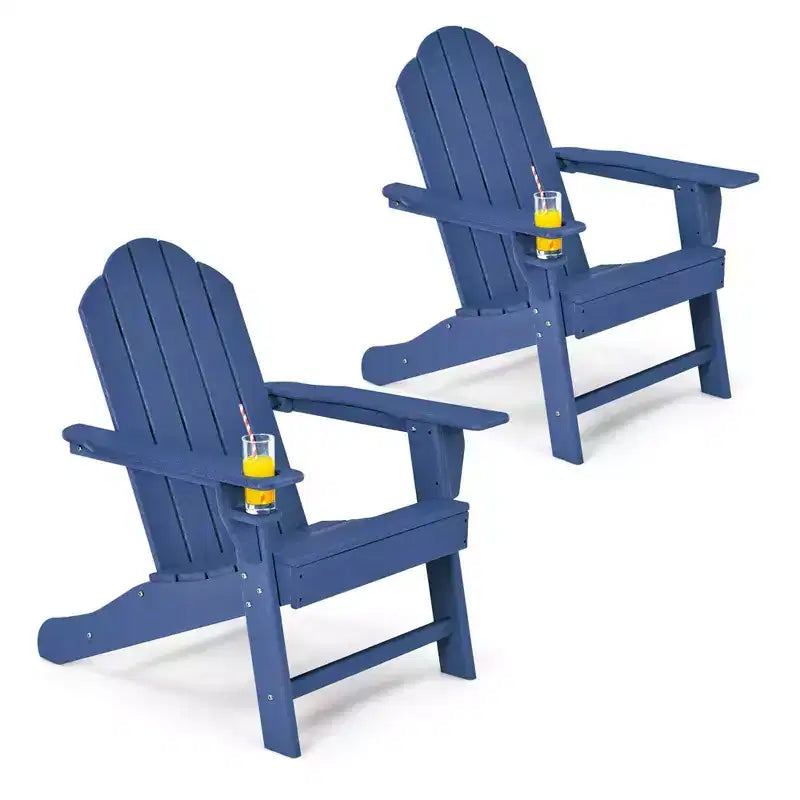Costway 2 SEDIE da Giardino Adirondack resistenti alle intemperie con PORTABICCHIERE Bianchi\Neri\Grigi\Turchesi\Blu Marino\Rossi
