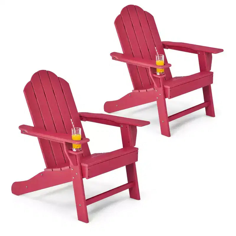 Costway 2 SEDIE da Giardino Adirondack resistenti alle intemperie con PORTABICCHIERE Bianchi\Neri\Grigi\Turchesi\Blu Marino\Rossi