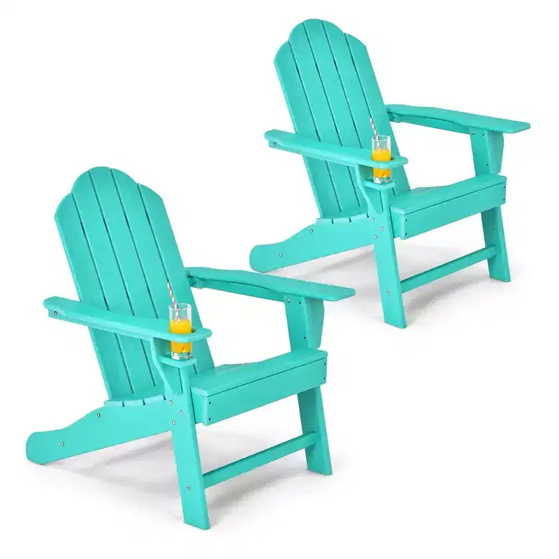 Costway 2 SEDIE da Giardino Adirondack resistenti alle intemperie con PORTABICCHIERE Bianchi\Neri\Grigi\Turchesi\Blu Marino\Rossi