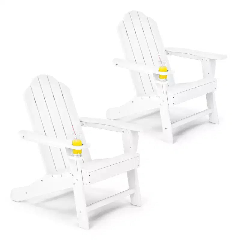 Costway 2 SEDIE da Giardino Adirondack resistenti alle intemperie con PORTABICCHIERE Bianchi\Neri\Grigi\Turchesi\Blu Marino\Rossi