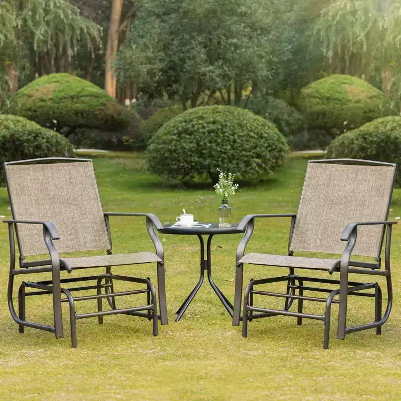 Outsunny Dondolo Sospeso a 2 Posti con Tessuto a Rete Traspirante, Struttura in Acciaio per Giardino, Cortile, Patio, Marrone Scuro/Kaki