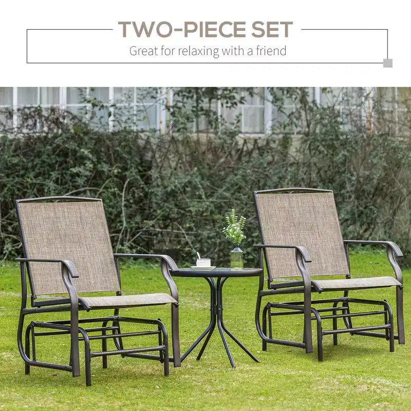 Outsunny Dondolo Sospeso a 2 Posti con Tessuto a Rete Traspirante, Struttura in Acciaio per Giardino, Cortile, Patio, Marrone Scuro/Kaki