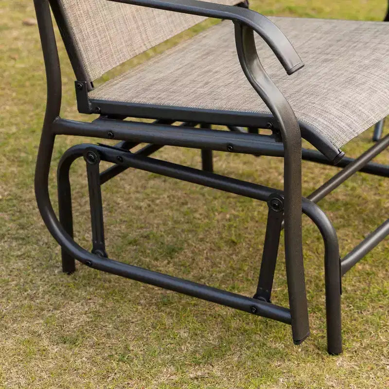 Outsunny Dondolo Sospeso a 2 Posti con Tessuto a Rete Traspirante, Struttura in Acciaio per Giardino, Cortile, Patio, Marrone Scuro/Kaki